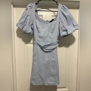 Lulu's Light Blue Puff Sleeve Mini Dress